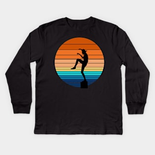 Retro Sunset Karate Kids Long Sleeve T-Shirt